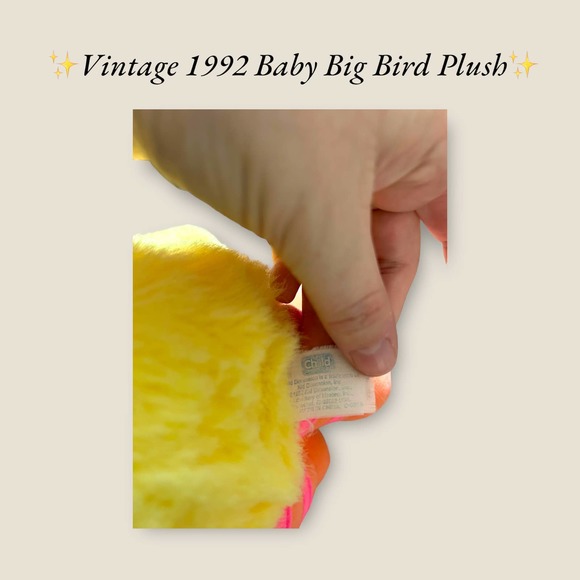 ✨Vintage‎ 1992 Child Dimension Baby Big Bird Plush✨ - Picture 4 of 10